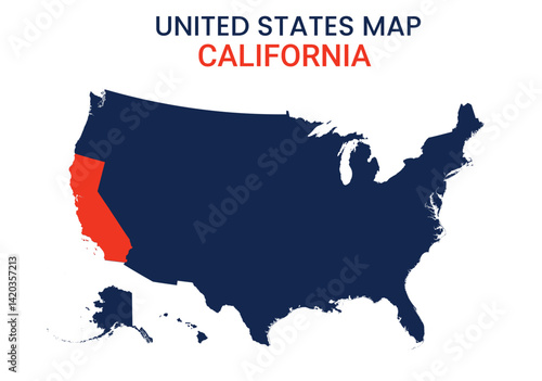 California map of USA state. California map vector illustration. California vector map on white background.