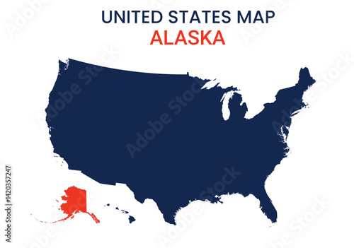 Alaska map of USA state. Alaska map vector illustration. Alaska vector map on white background.