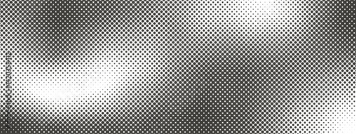 Halftone texture with gradient. Faded dot patches of pixelated background. Grunge retro geometric pattern in manga, anime style. Dotted gradient in pop art style. Vector illustration.