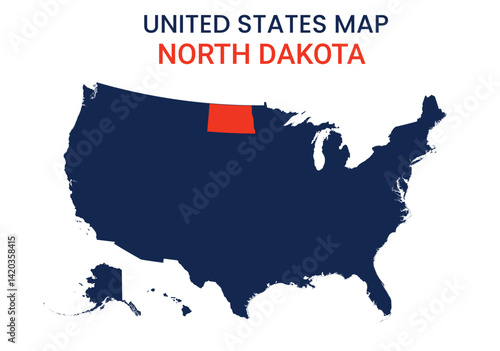 North Dakota map of USA state. North Dakota  map vector illustration. North Dakota  vector map on white background.