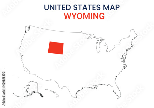 Wyoming map of USA state. Wyoming map vector illustration. Wyoming vector map on white background.