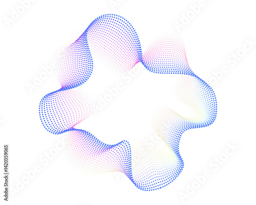 A set of multicolored neon sound dot waves. Sound curve, radial spectrum. Colorful template for music poster and banner. Vector radial spectrum.