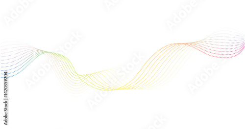 Futuristic geometric abstract shapes neon halftone smooth wavy dotted lines gradient curved stripes Vector modern design for equalizer, audio recording, digital art.