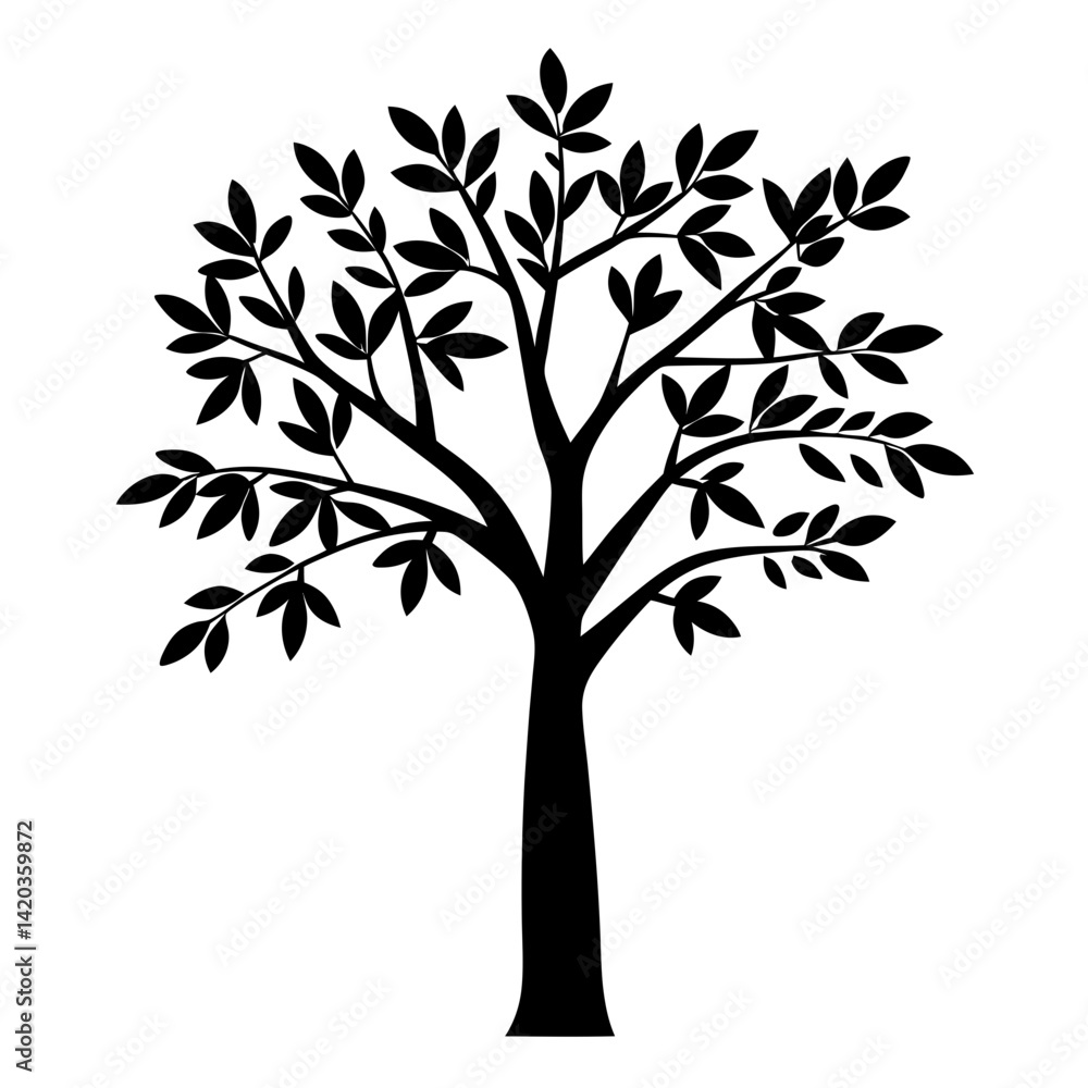 Obraz premium Silhouette of a leafy tree representing nature and environmental conservation