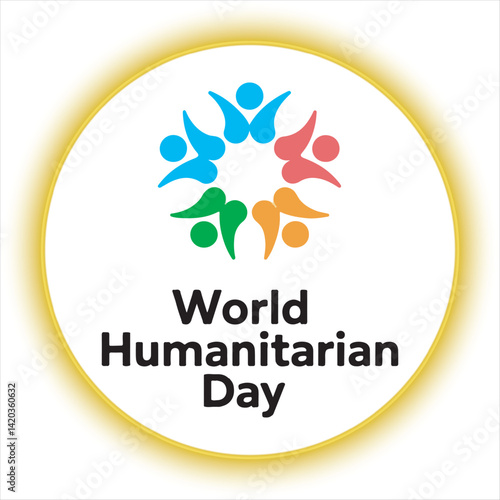 World Humanitarian Day Logo Design,Colorful Human Unity Symbol,International Charity Support Emblem,Humanitarian Aid Concept Icon,Global Community Care Logo,Social Welfare and Humanity Symbol