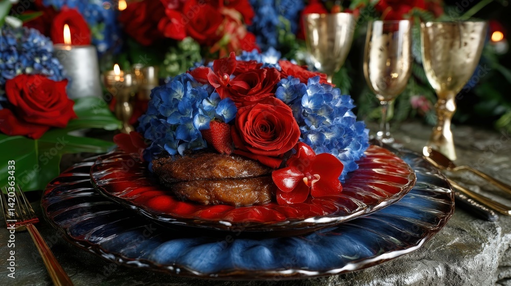 Fototapeta premium July 4th patriotic dining table setup