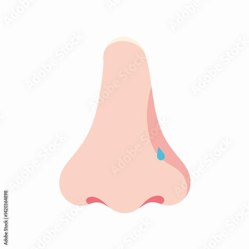 Stylized nose illustration with droplet, minimalist design concept