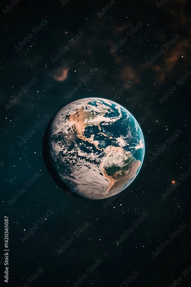 Obraz premium Stunning View of Earth Against a Starry Cosmos Background