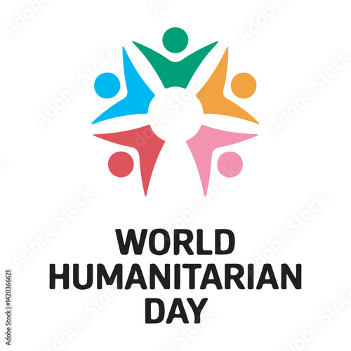 World Humanitarian Day Logo Design,Colorful Human Unity Symbol,International Charity Support Emblem,Humanitarian Aid Concept Icon,Global Community Care Logo,Social Welfare and Humanity Symbol