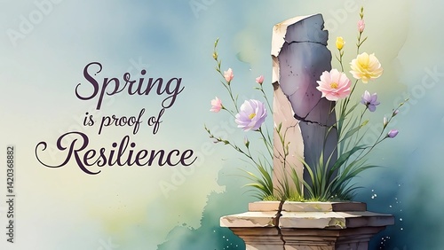 Philosophical Spring Quote with Visual Metaphor of Strength and Renewal in Nature