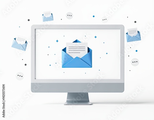 Obraz na płótnie Email Marketing, Online Communication, Computer Screen with Messages, Digital Correspondence w salonie