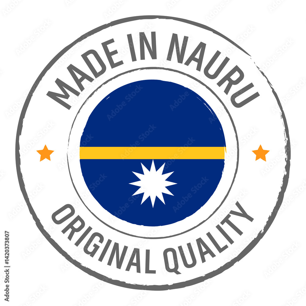 Obraz premium Made in Nauru stamp logo with national flag illustration isolated png transparent