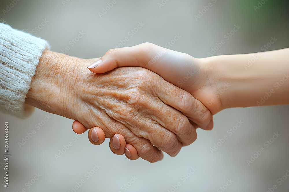 Close up of two people shaking hands in a business agreement, their hands clasped together in a symbol of partnership and cooperation Close up of two people shaking hands in a business agreement, their hands clasped together in a symbol of partnership and cooperation