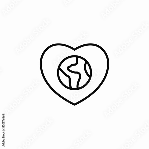 heart earth icon sign vector