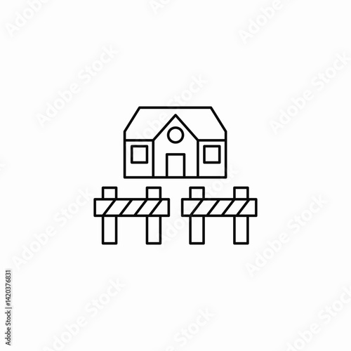 house blocked access icon sign vector