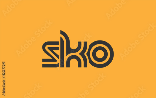 SKO Creative Unique Modern Letter Logo Design. Stylized logo featuring a unique letter design, presenting abstract minimalist aesthetics and modern appeal.