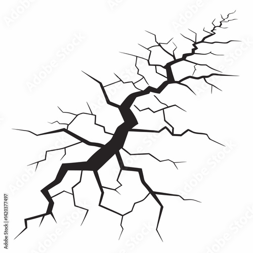 Surface cracks and fissures in ground vector	