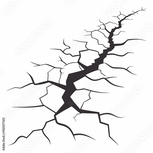 Surface cracks and fissures in ground vector	