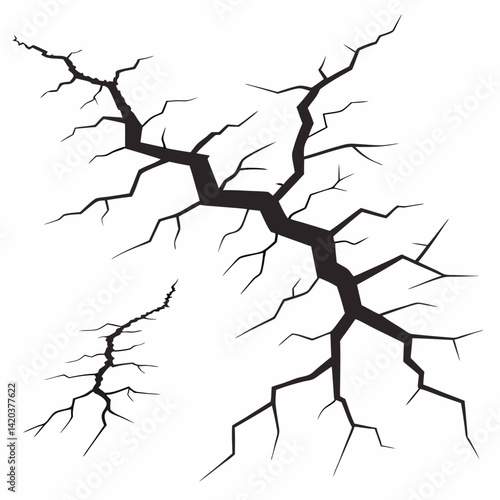 Surface cracks and fissures in ground vector	