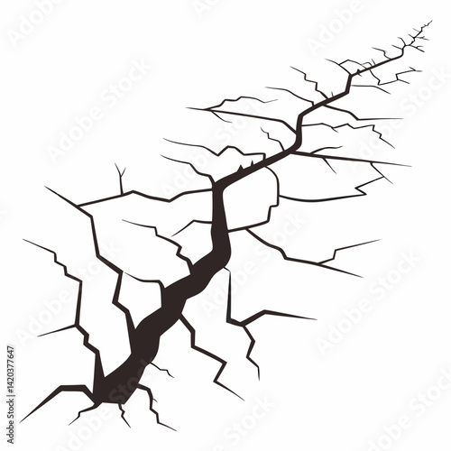 Surface cracks and fissures in ground vector	