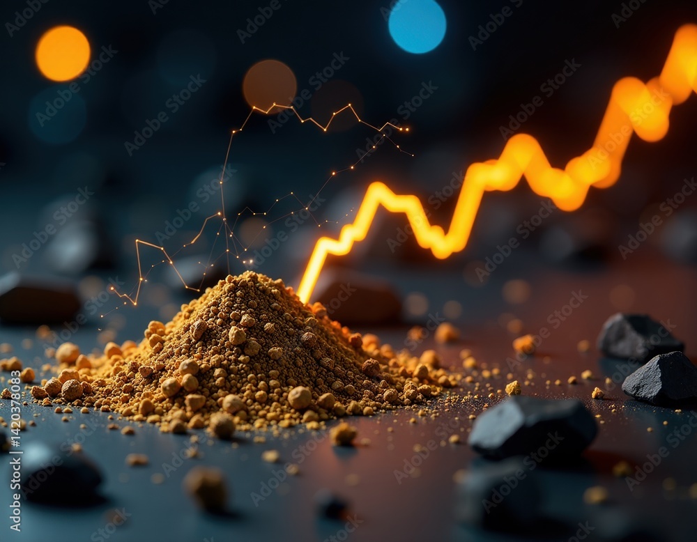 Growing Gold Stockpile Financial Growth and Mining Industry Concept