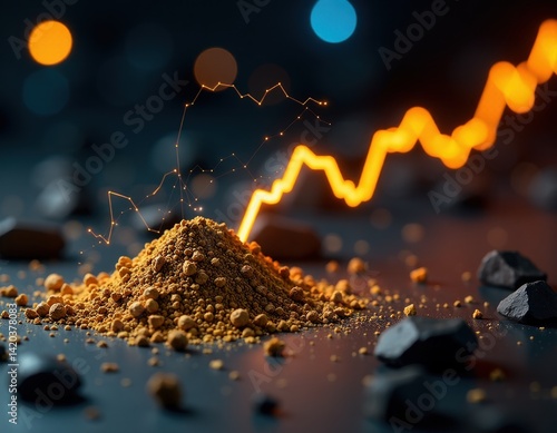 Obraz na płótnie Growing Gold Stockpile Financial Growth and Mining Industry Concept w salonie