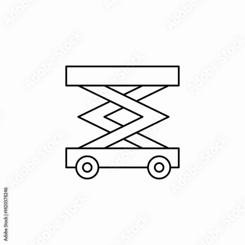 scissor lift platform icon sign vector