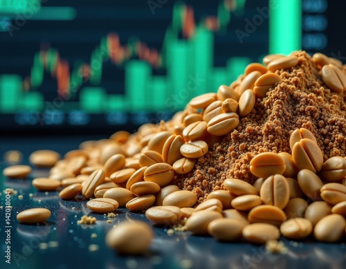 Stock Market Investment, Supplements, and Financial Growth Concept