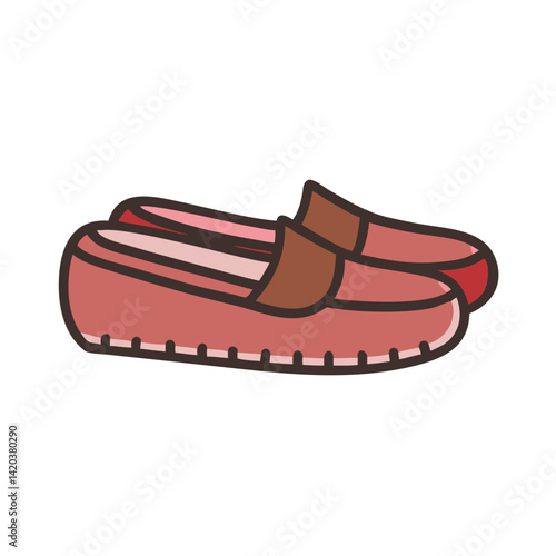 Stylish Red Moccasin Shoes Illustration on Black Background