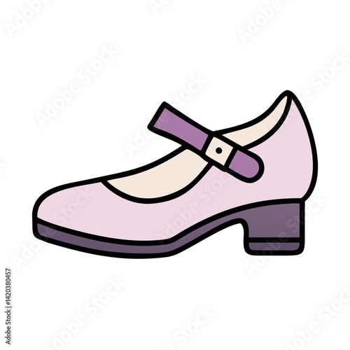 Vector illustration of a classic pink Mary Jane shoe