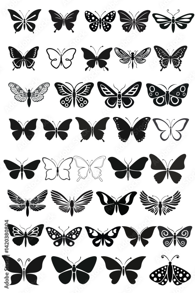 Fototapeta premium set of vector butterflies