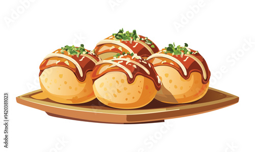 Takoyaki Food - Vector Illustration
