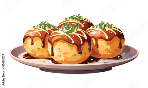 Appetizer Takoyaki Food - Vector Illustration