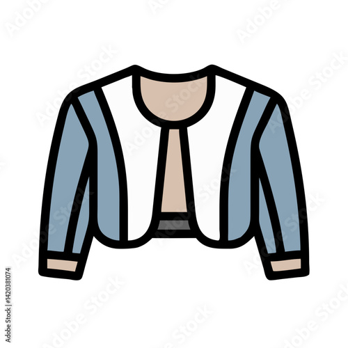 Stylish Bolero Jacket Vector Illustration on Black Background