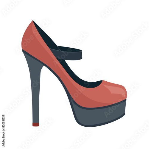 Elegant peach high heel shoe isolated on black