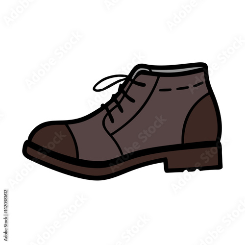 Brown leather men's shoe with black background image