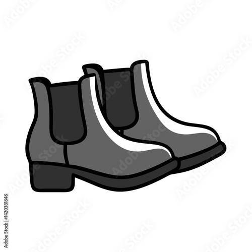 Grey Chelsea Boots Vector Illustration on Black Background