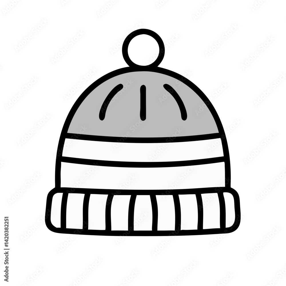 Fototapeta premium Winter Hat Icon Illustration with White and Gray