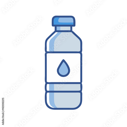 Water bottle illustration on black background, clean and simple