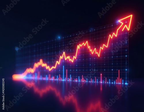 Upward Trending Neon Stock Market Graph - Financial Growth Concept