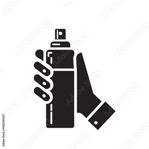 Hand holding spray paint can on a transparent background 