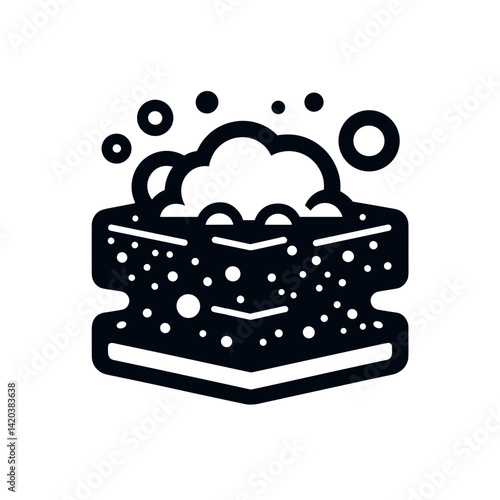 Sponge bathing, playful bubbles, black and white, cleaning concept