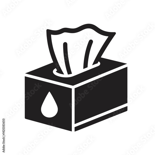 Tissue box with tissues for personal hygiene in a minimalist style  on a transparent background