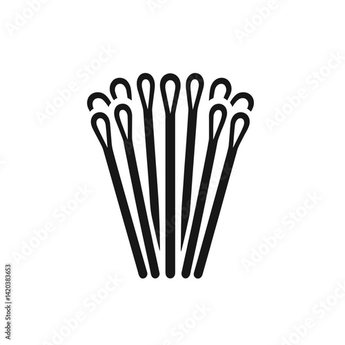 Cotton swabs arranged, minimalistic style, black and white, personal care concept on a transparent background  