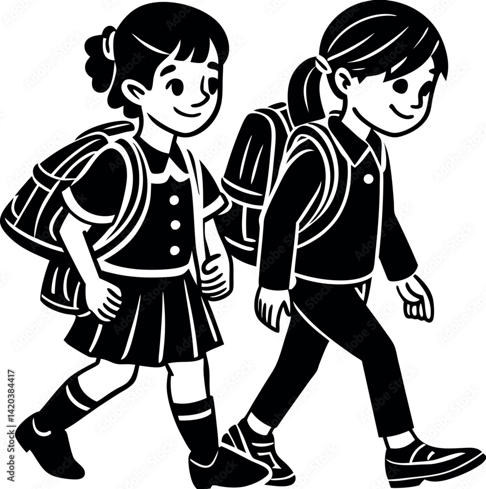 Back to school flat vector illustration children. Back to school flat vector illustration children.