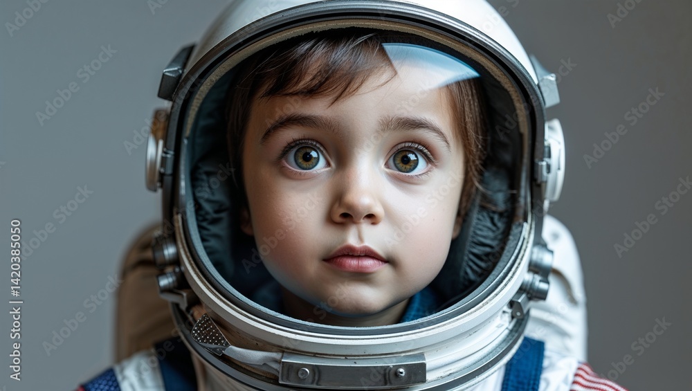 Curious Child Astronaut in Spacesuit Portrait Curious Child Astronaut in Spacesuit Portrait
