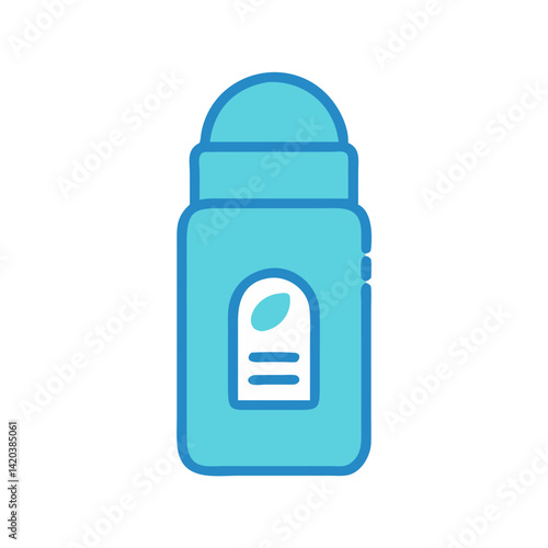 Roll-on deodorant with leaf. vector illustration