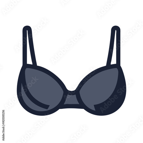 Gray Bra Icon Illustration on Black Background