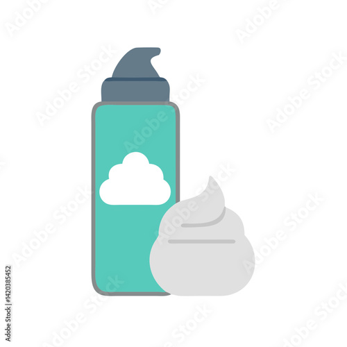 Shaving cream bottle with foam on black background