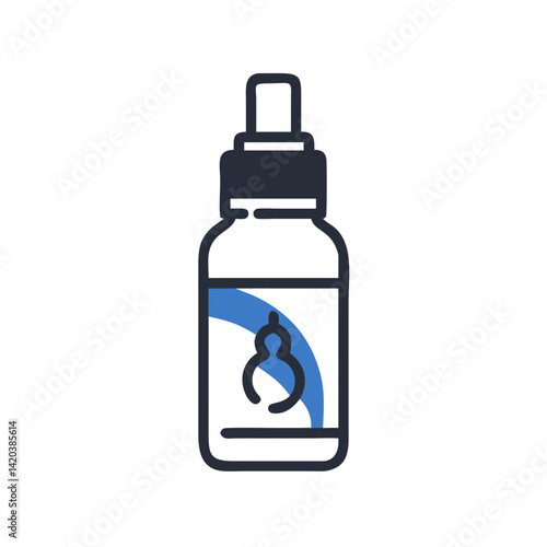 CBD Oil Bottle Icon on Black Background Illustration